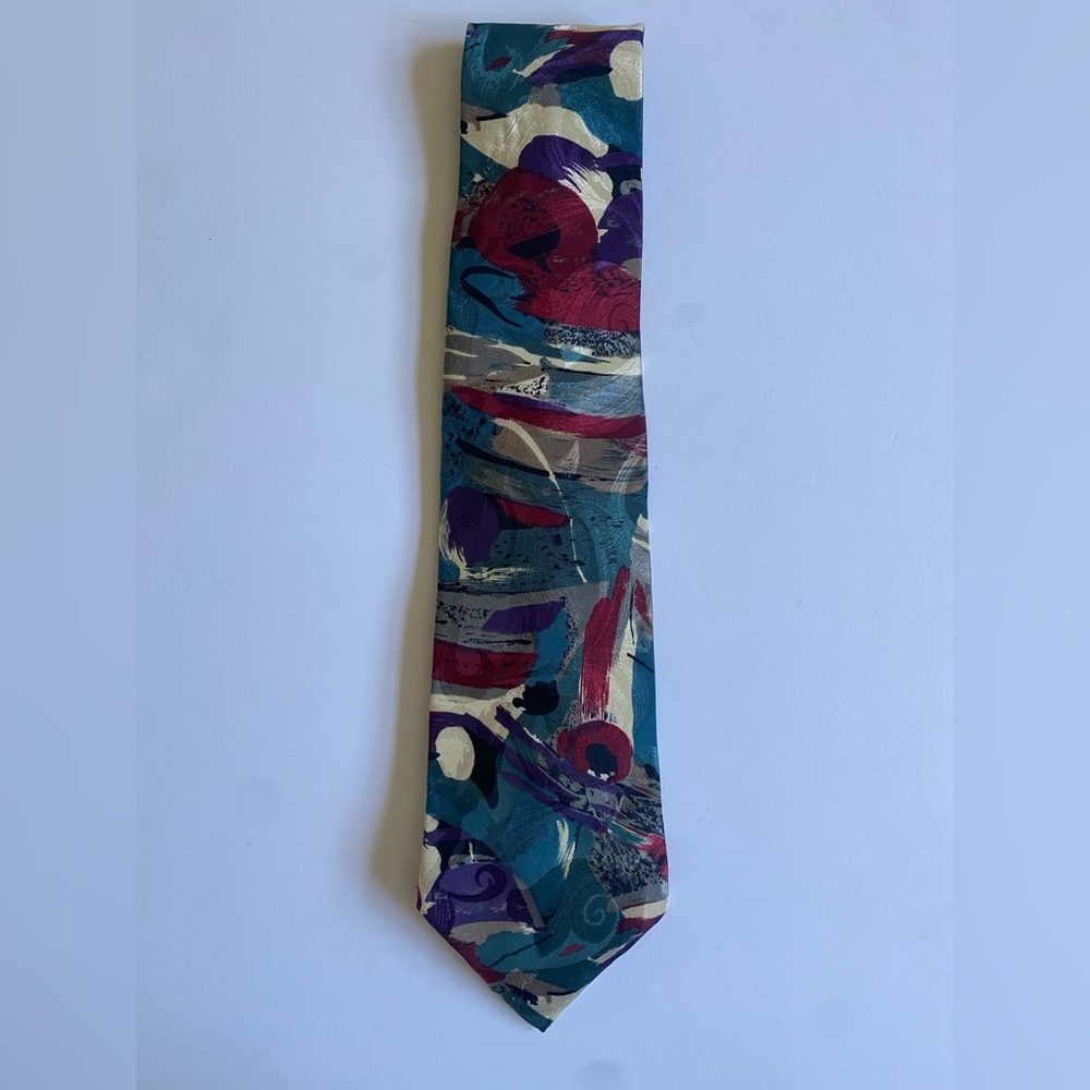 Halston Original Blue Purple Abstract Tie